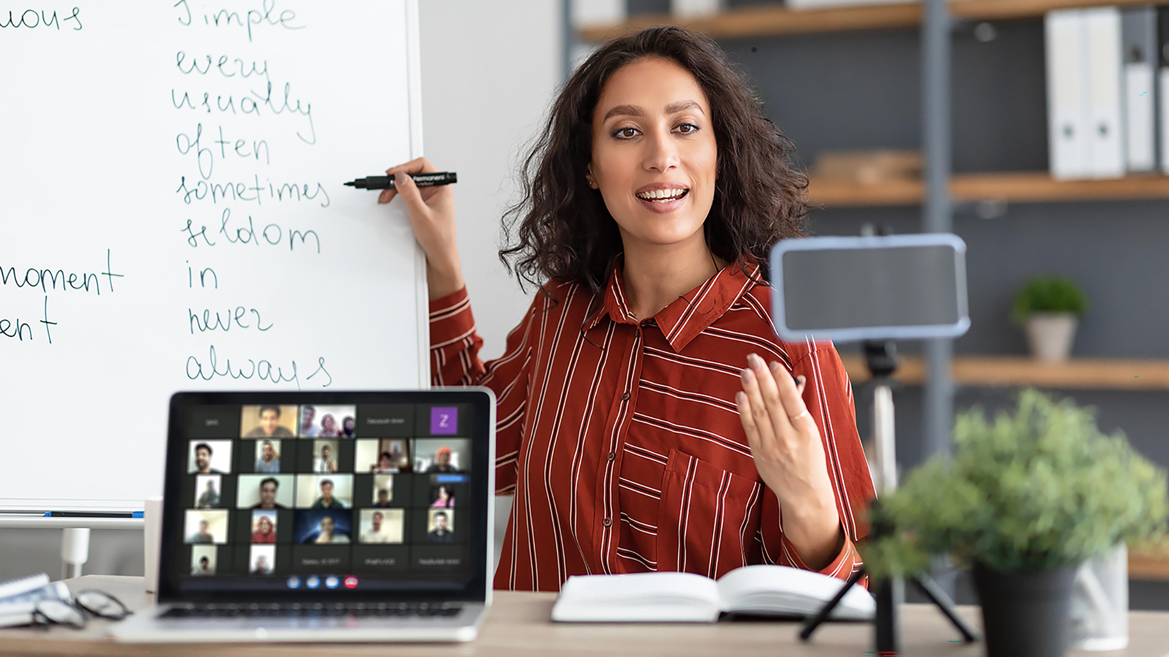 Students learning English online